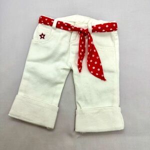 American Girl Doll brand white capri with red scarf belt. Retired 2014